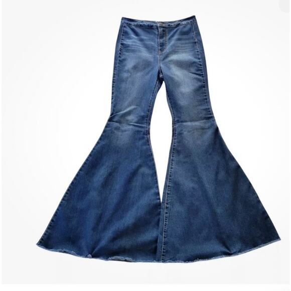 Free People Womens Just Float on Flare High Rise Denim Jeans Size 24 Blue - Picture 4 of 7